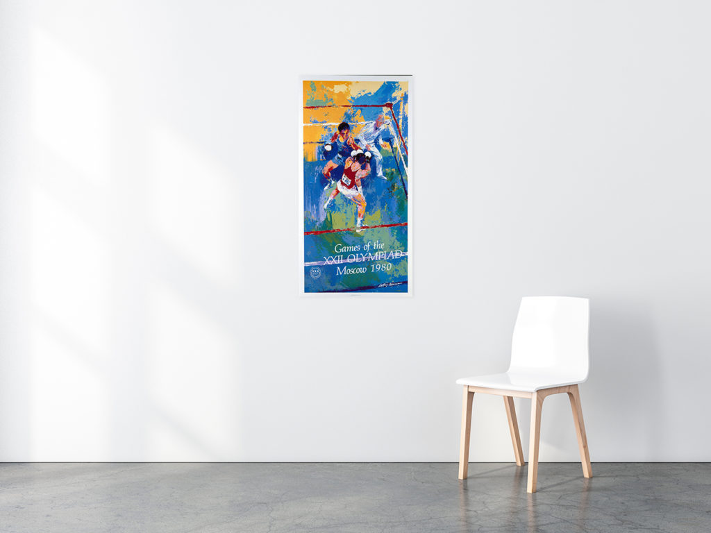 Games of the XXII Olympiad Moscow Olympic Boxing poster in situ
