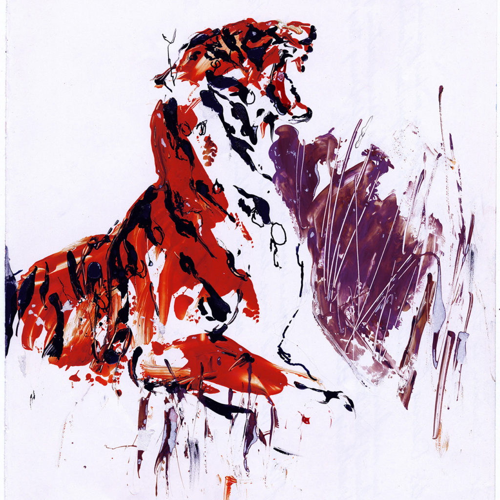 Mixed Media work on paper of Tiger