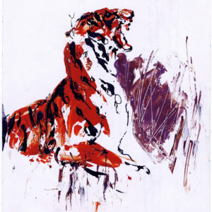 Mixed Media work on paper of Tiger