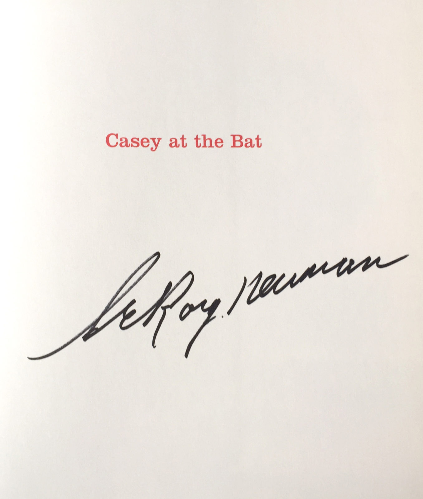 LeRoy Neiman signature in Casey at the Bat book
