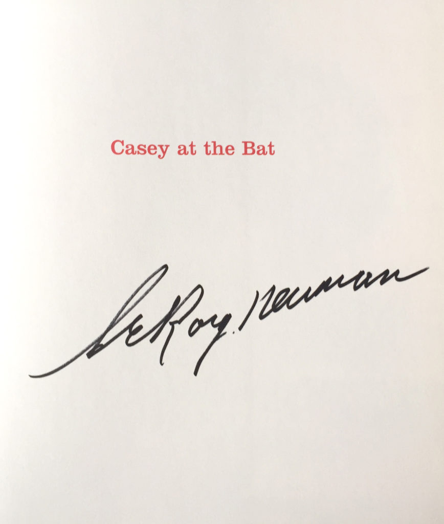 LeRoy Neiman signature in Casey at the Bat book