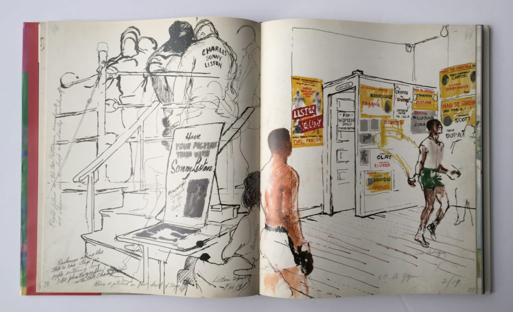 Artwork from, The LeRoy Neiman Sketchbook: 1964 Liston vs. Clay, 1965 Ali vs. Liston