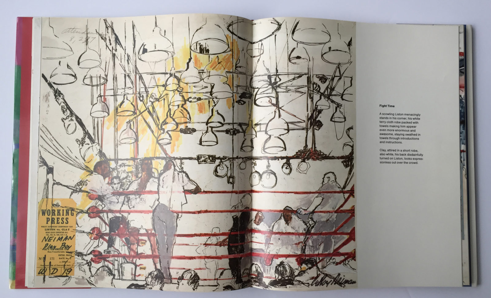 Artwork from, The LeRoy Neiman Sketchbook: 1964 Liston vs. Clay, 1965 Ali vs. Liston book
