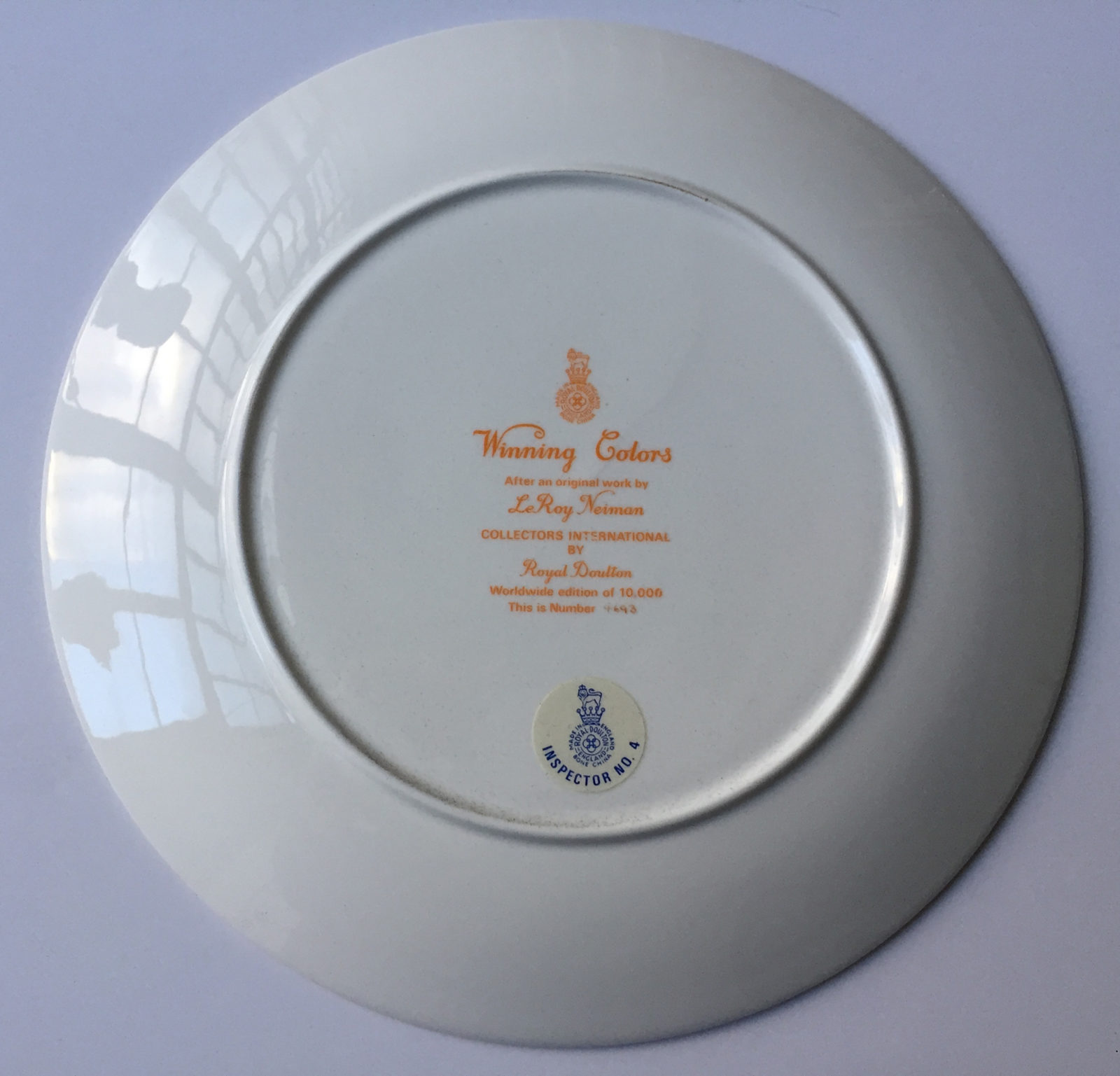 Winning colors plate (Back)