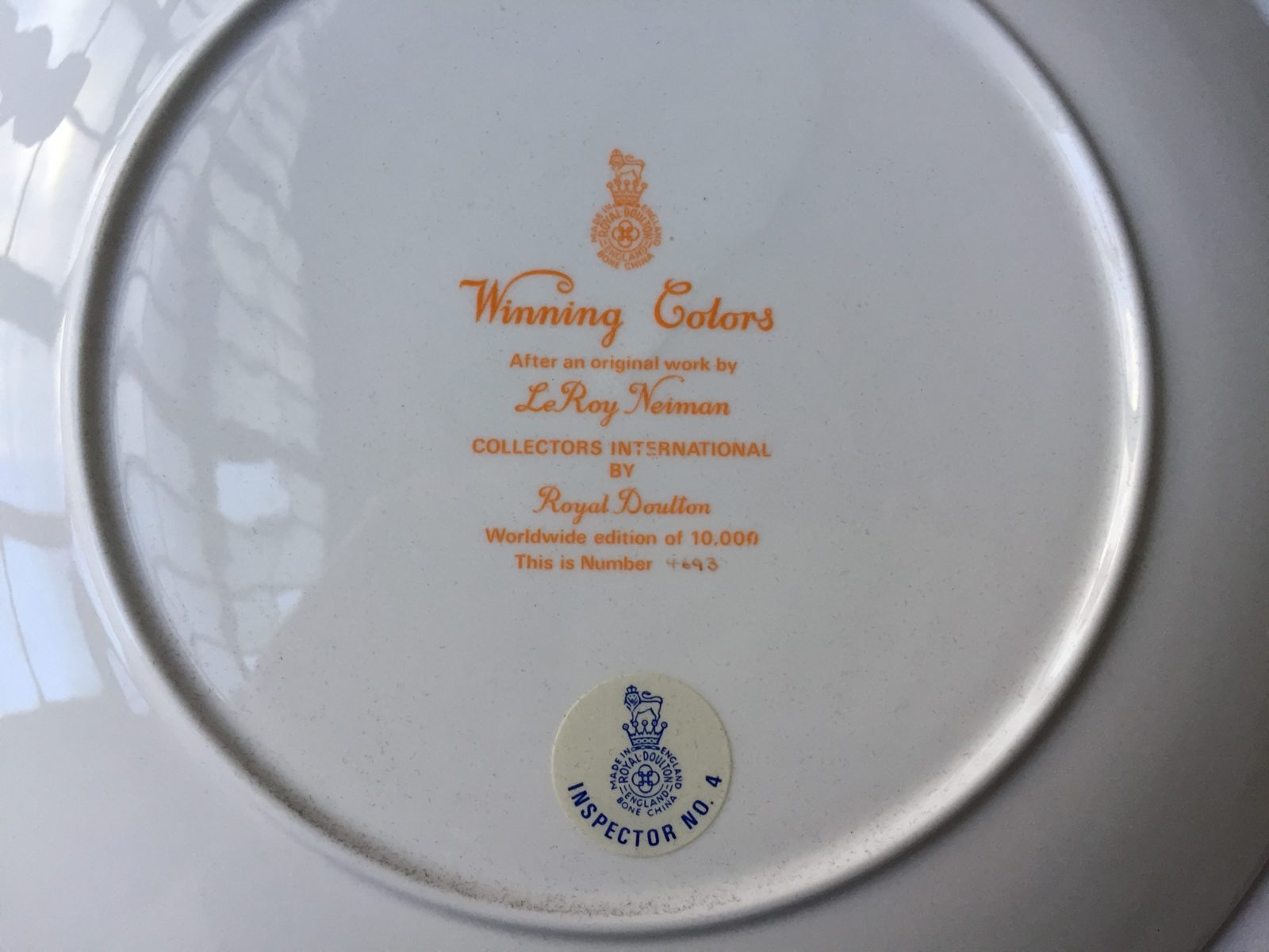 Winning Colors plate detail (Back)